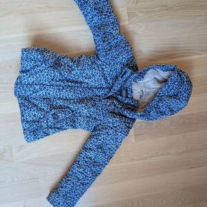 Lands end Blue Patterned Hooded Jacket 5/6